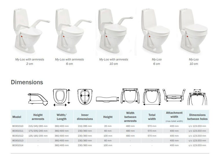 Mynd Salernishækkun  My-Loo föst 10 cm