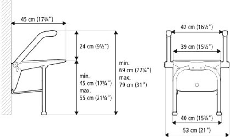 Mynd Etac Relax veggfastur sturtustóll