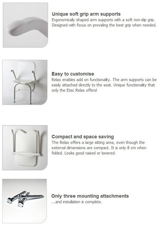 Mynd Etac Relax veggfastur sturtustóll